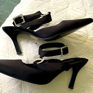 NINA 2” black heels sz 5 ankle strap